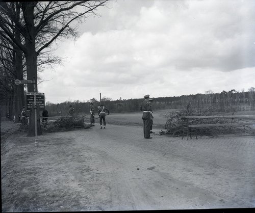 British military police block the access road to a checkpoint on April 1, 1948, which Soviet authorities had previously established in the British sector.