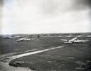 Two Dakotas and a group of Avro Yorks are waiting at the British airfield Wunstorf for their deployment in the Berlin Airlift, autumn 1948 Wunstdorf, (Militärhistorisches Museum Berlin-Gatow / Pawlowski).