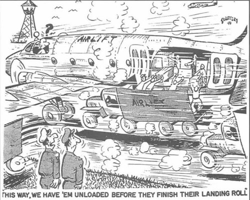 Cartoon by the artist Jake Schuffert, Journal Task Force Times, March 3, 1949, (© CC0).