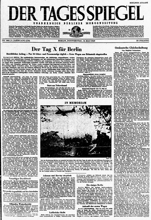 German newspaper reports on the end of the blockade.